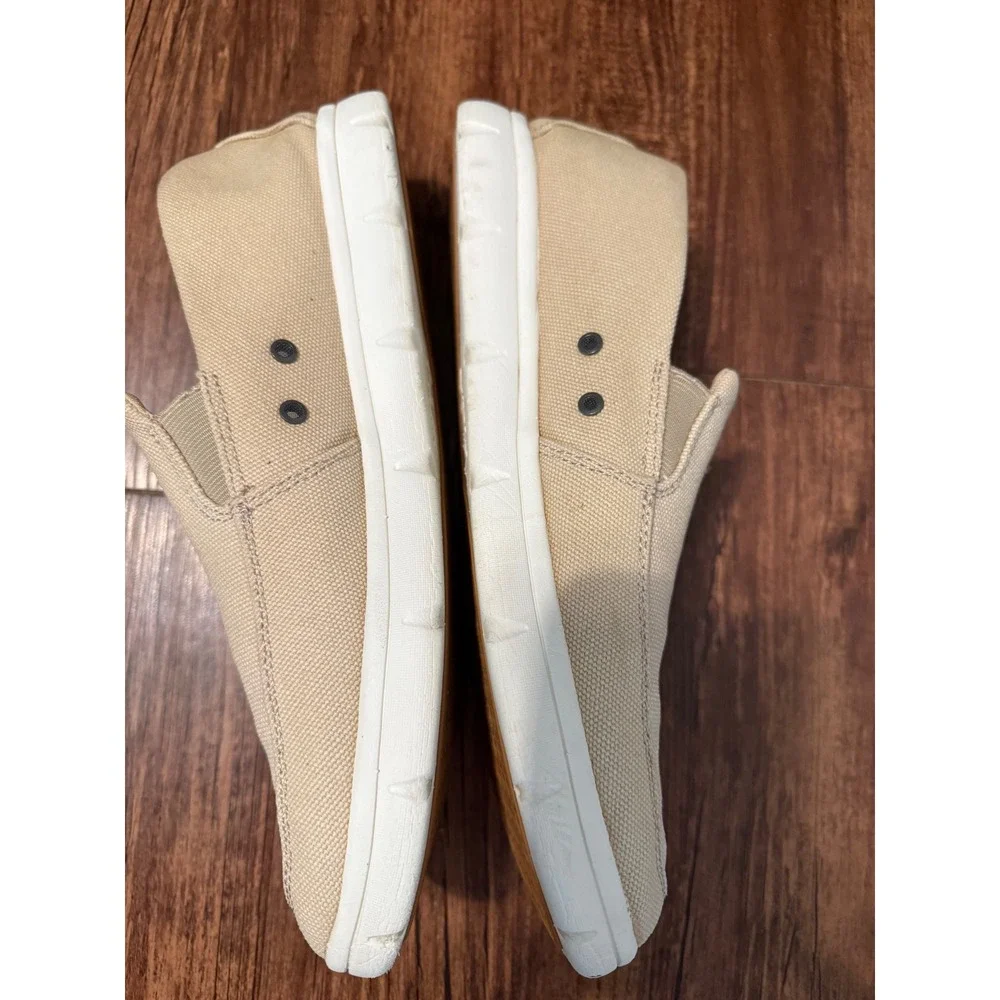 Huk Brewster Mens Beige Canvas Slip On Fishing Deck Shoes H8012000250 Size 10